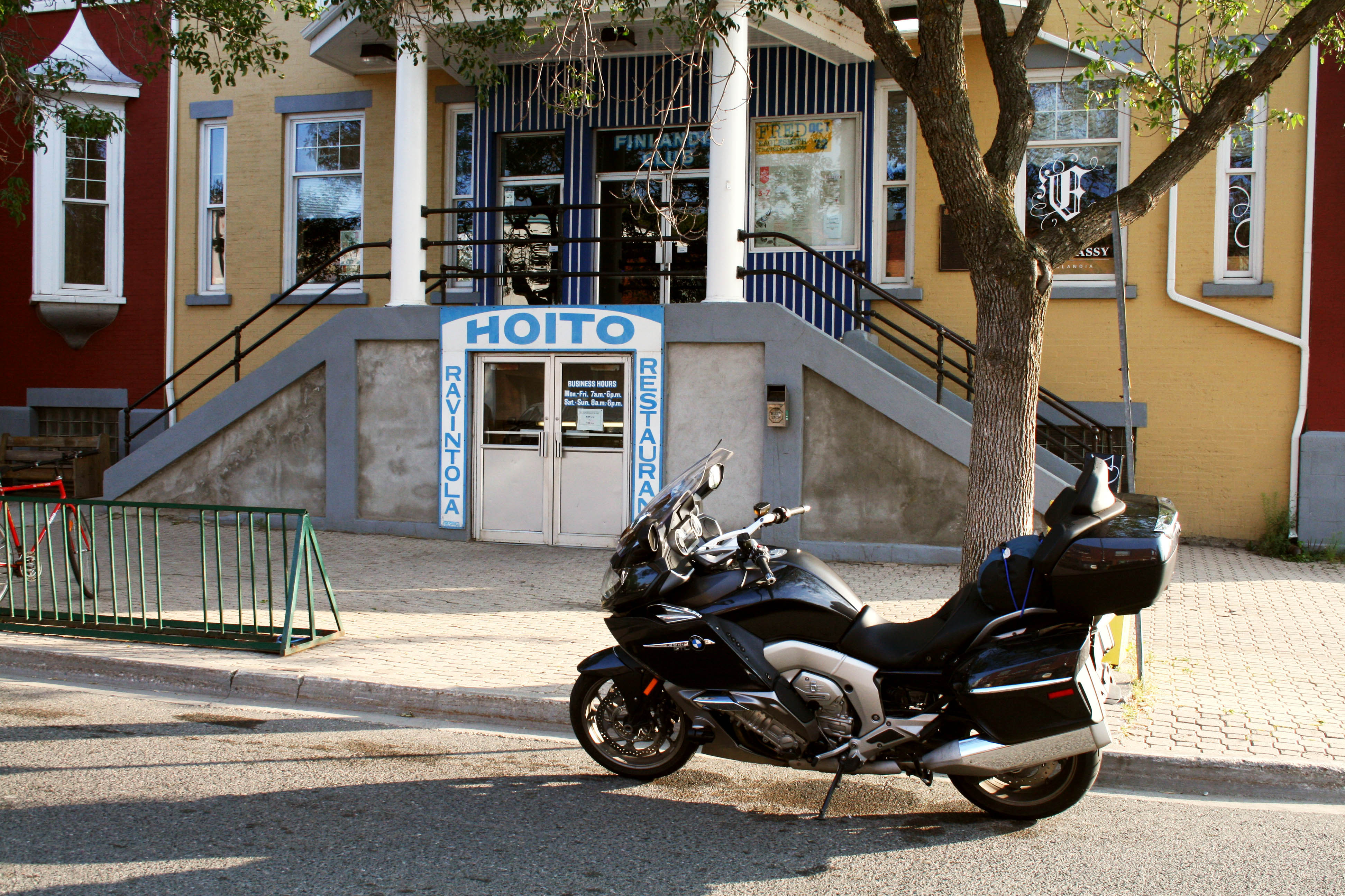 Motorcycle Parked at the Historic Hoito Pancake House in Thunder Bay Ontario