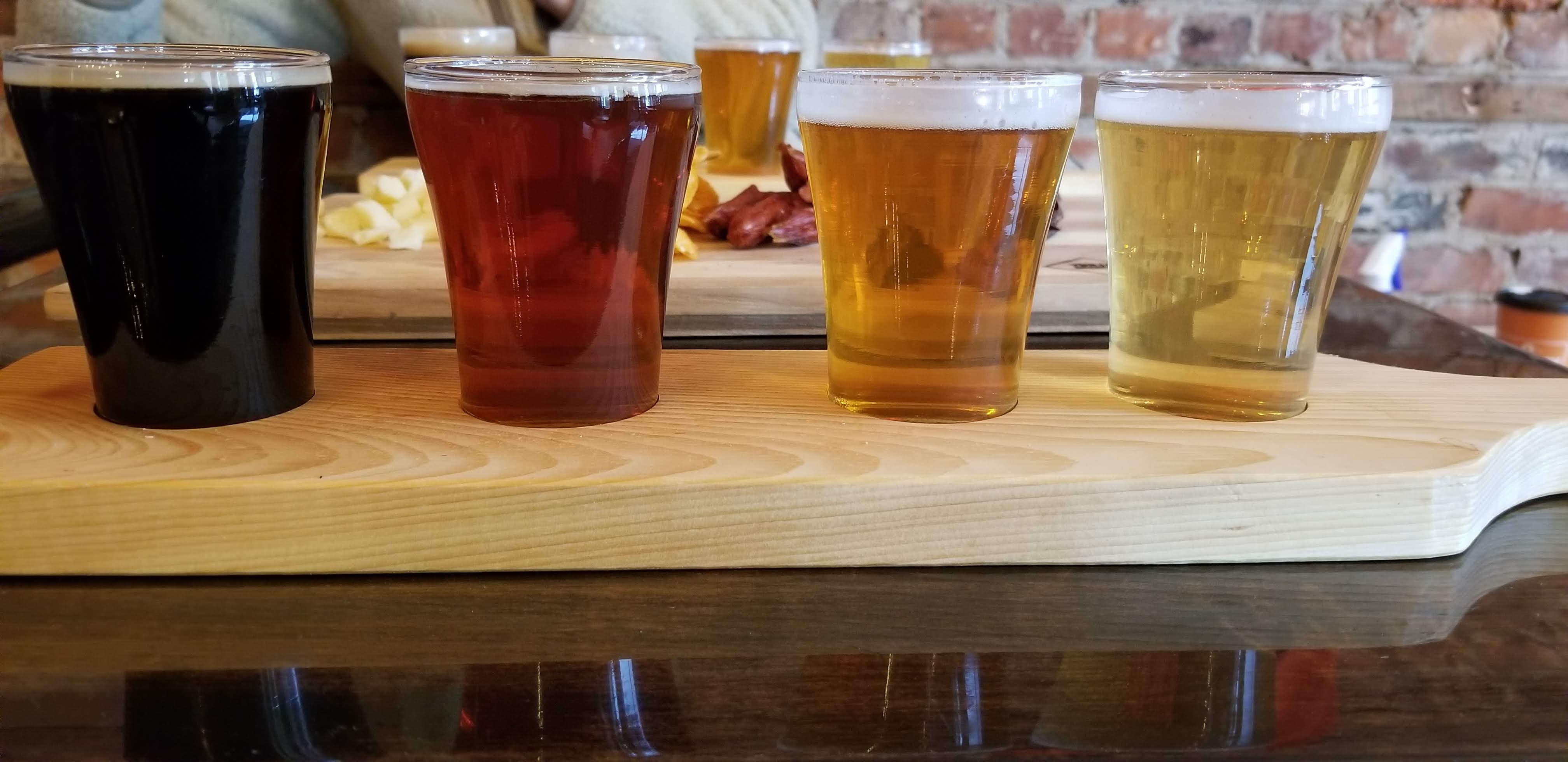 A beer flight from Whiskeyjacks