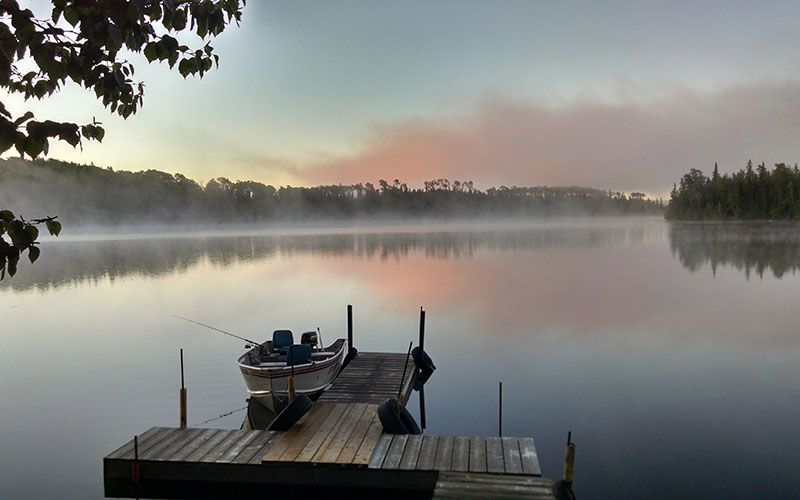 Happy Day Lodge boat at sunrise