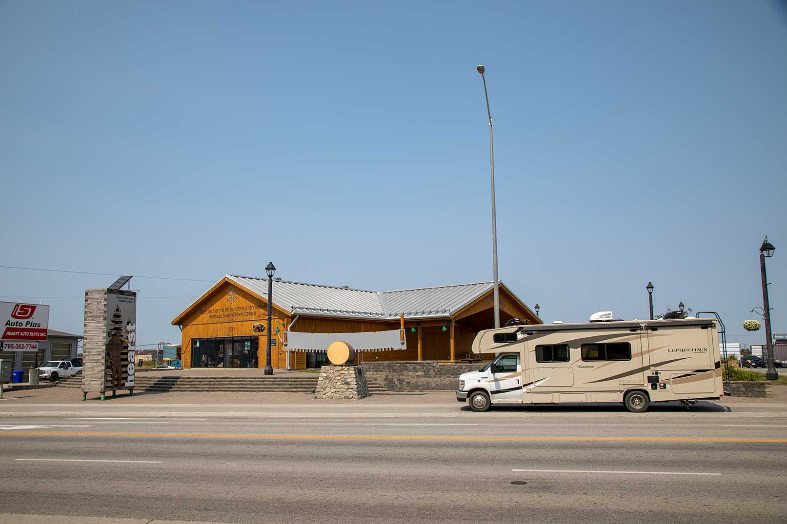 RV at heritage sawmill building hearst