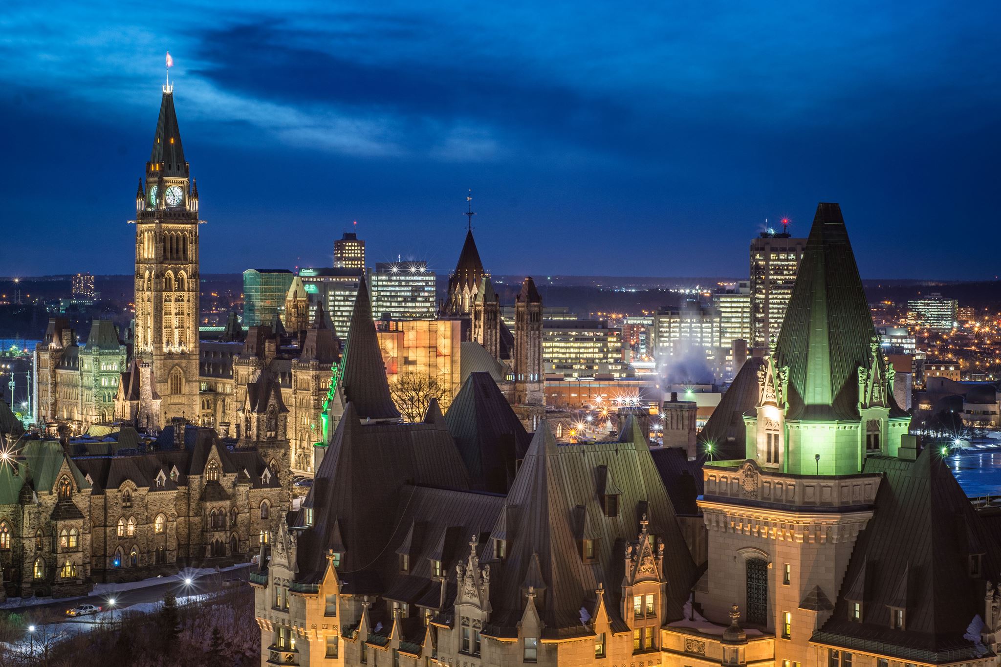 downtown ottawa by night