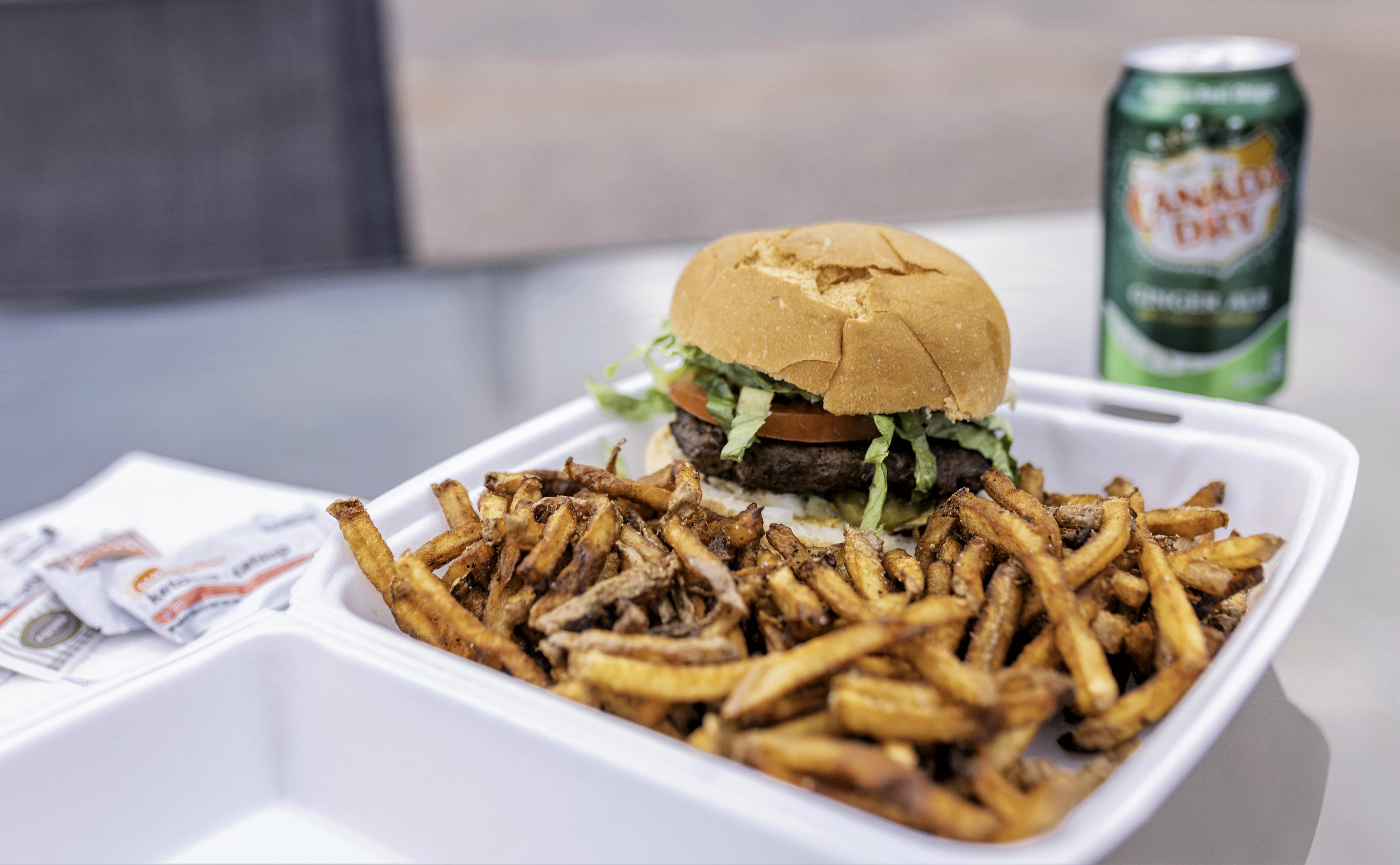 Grill shack burger and fries