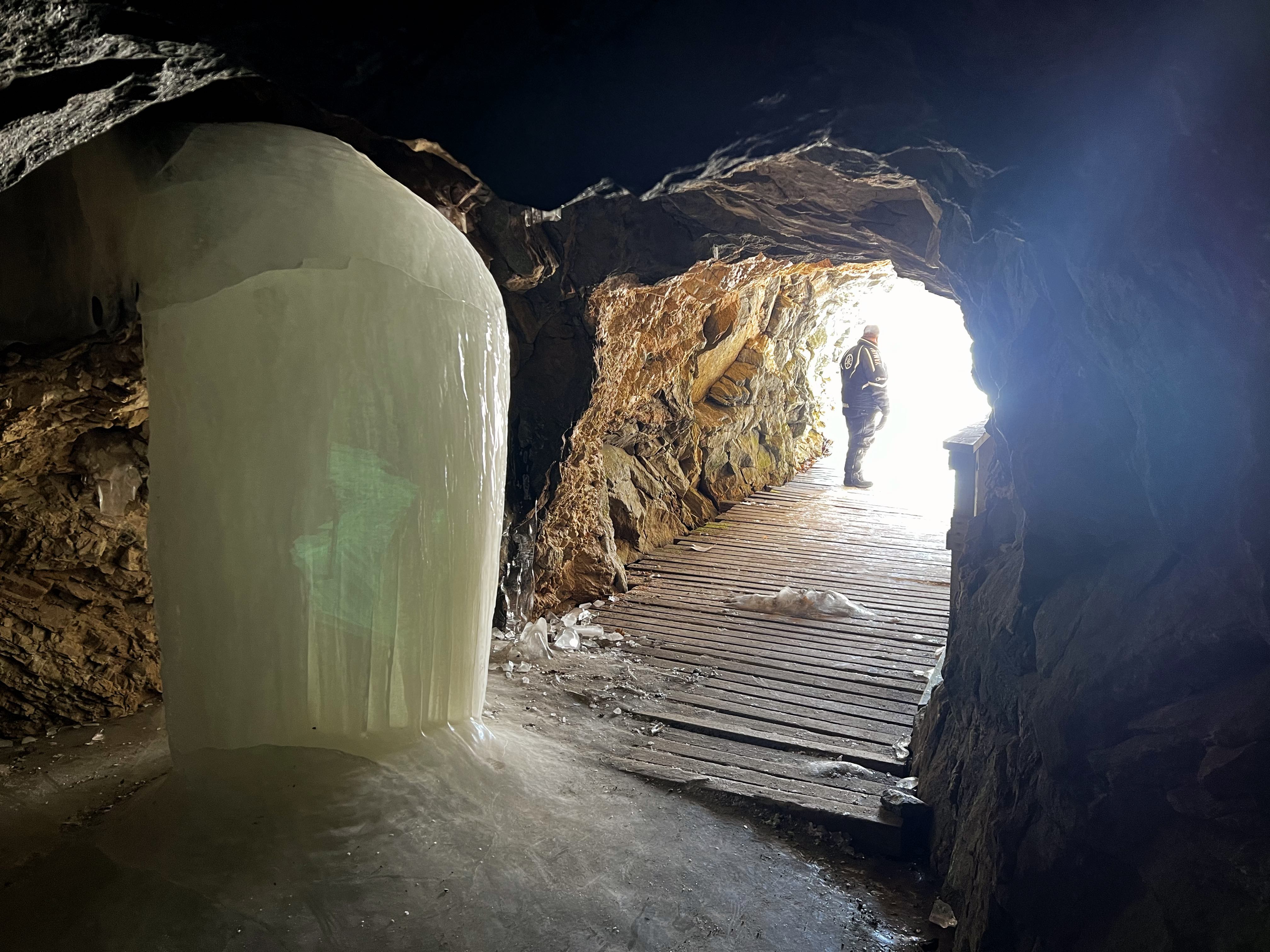 sledder at Purdy Mica Mine