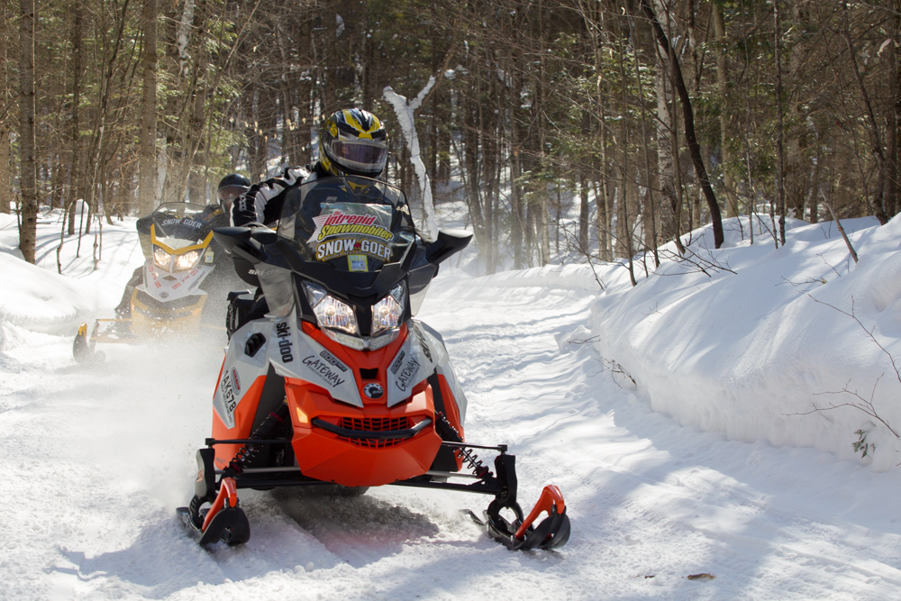 Snowmobiles on the Bon Echo Loop