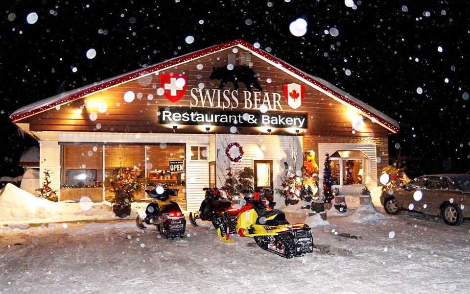 sleds at the Swiss Bear Restaurant