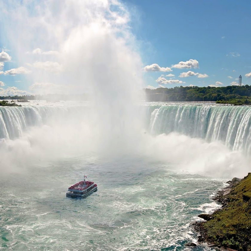 Tour boat approaching Niagara Falls