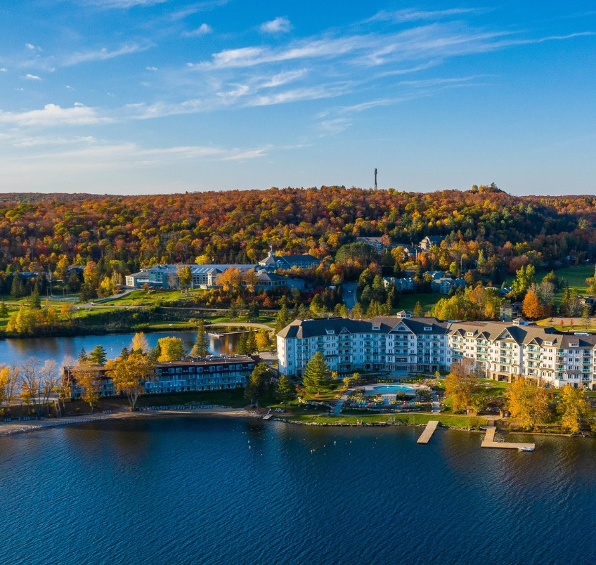 aerial view of deerhurst resort in autumn