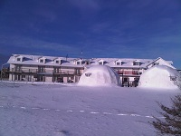 Front of Inn with igloos