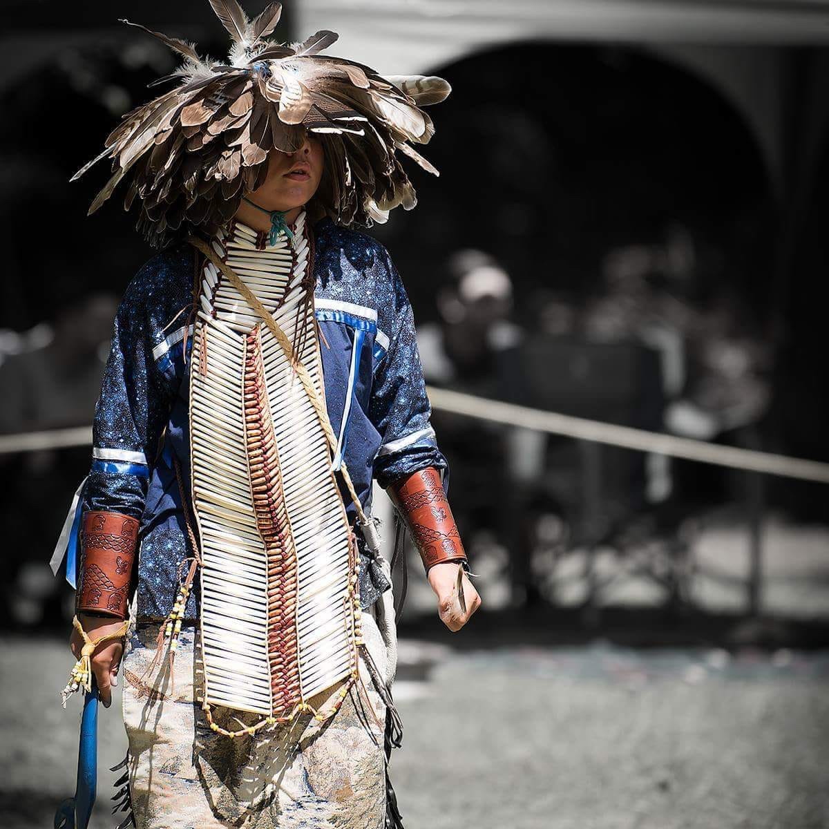 dancer in pow wow regalia