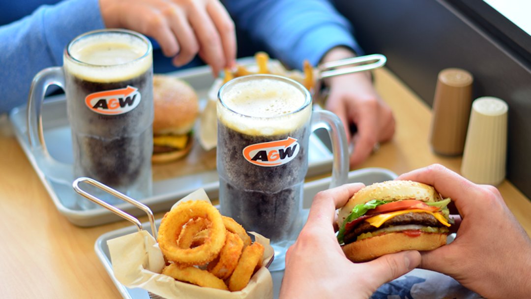 two people eating at A&W