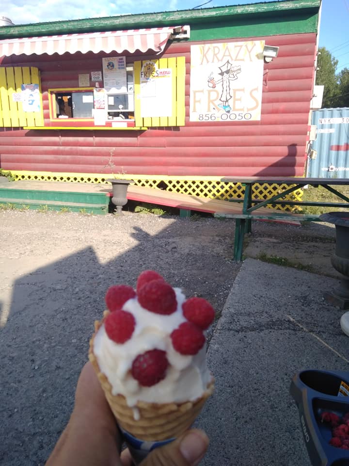 Ice cream cone in front of stand