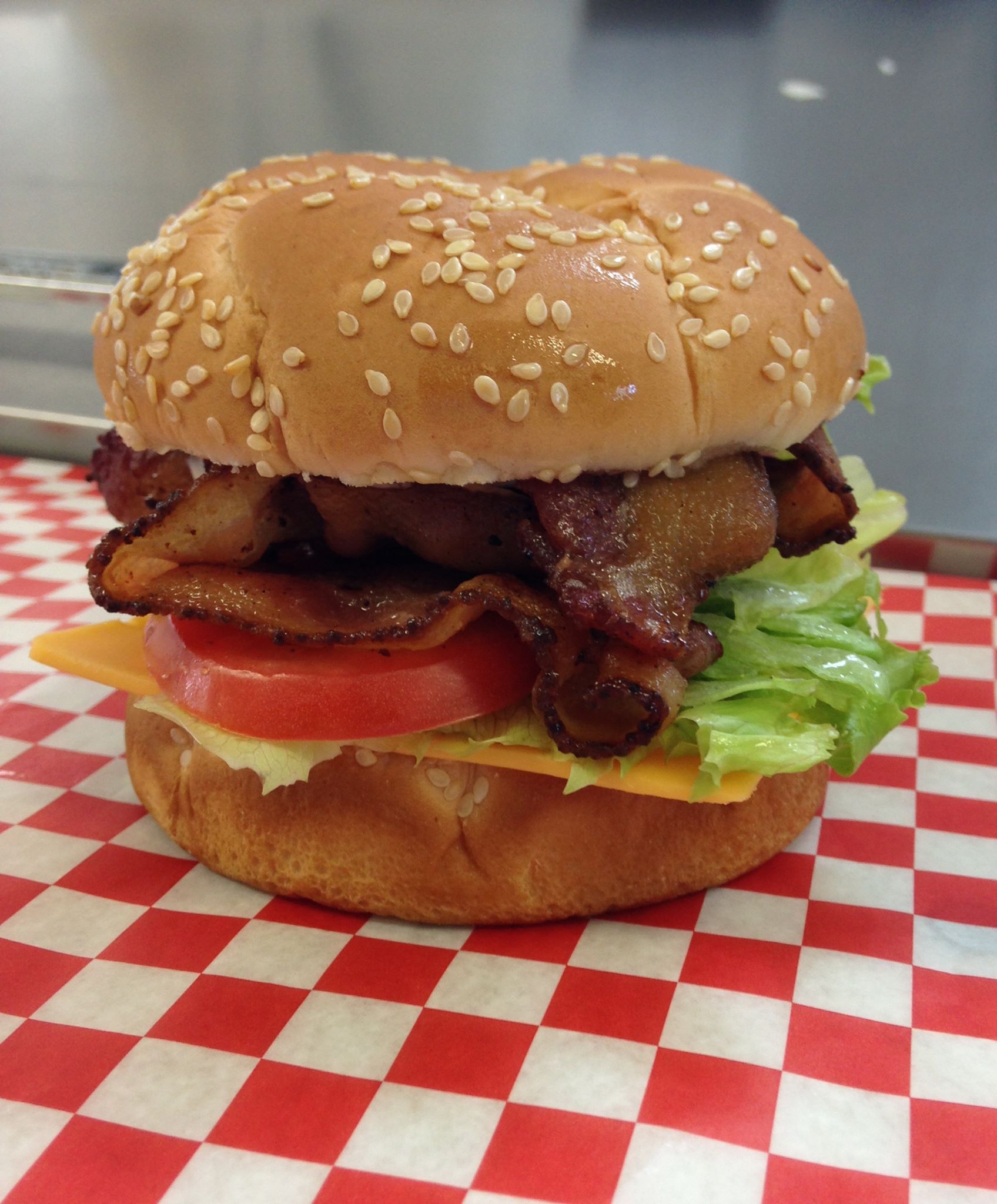 BLT on gingham tablecloth