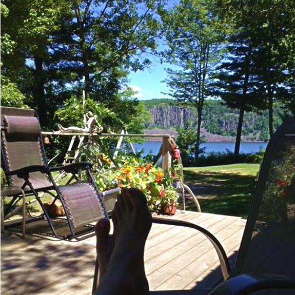 View of water from cabin deck