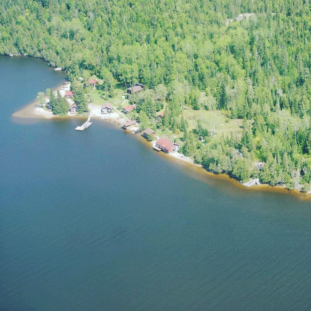 Arial view of Woods Cabins