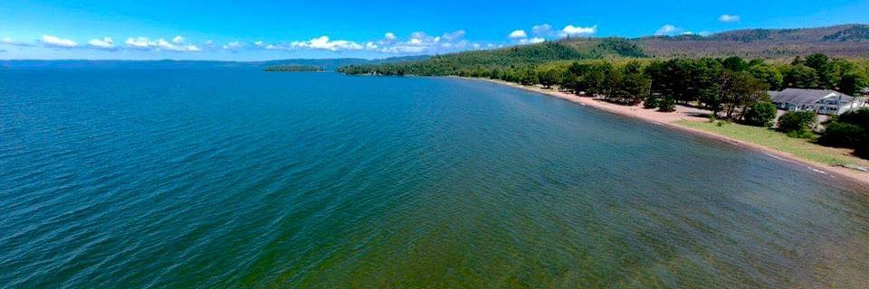 Arial view of beach and resort