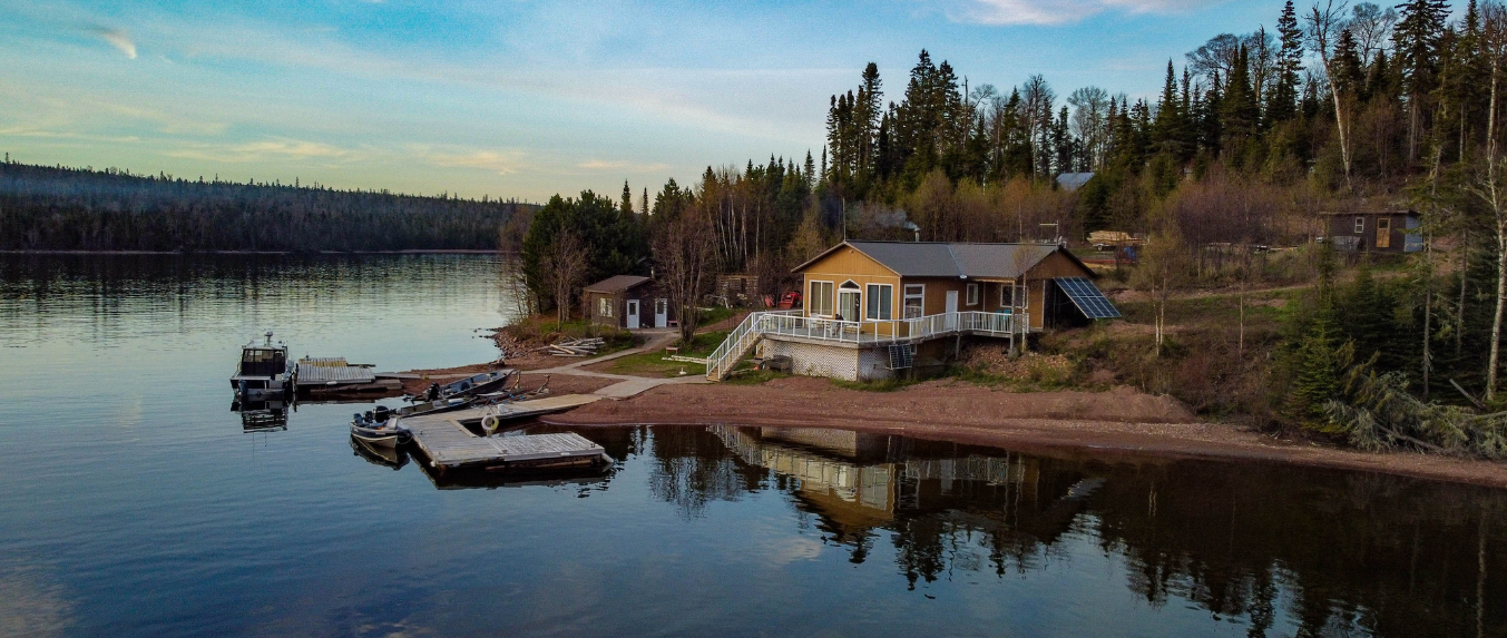 Lake view of lodge