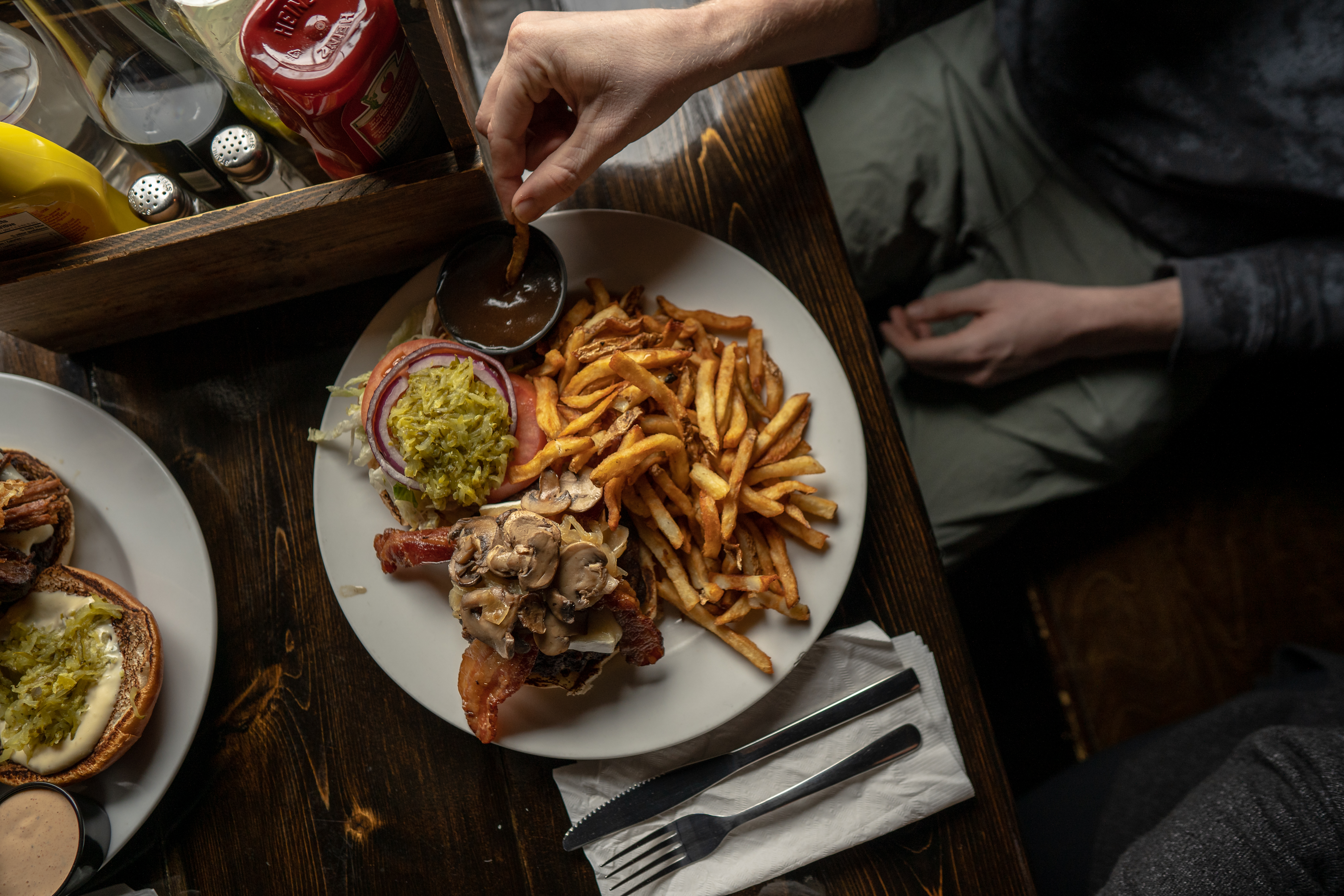 a plate of food from above