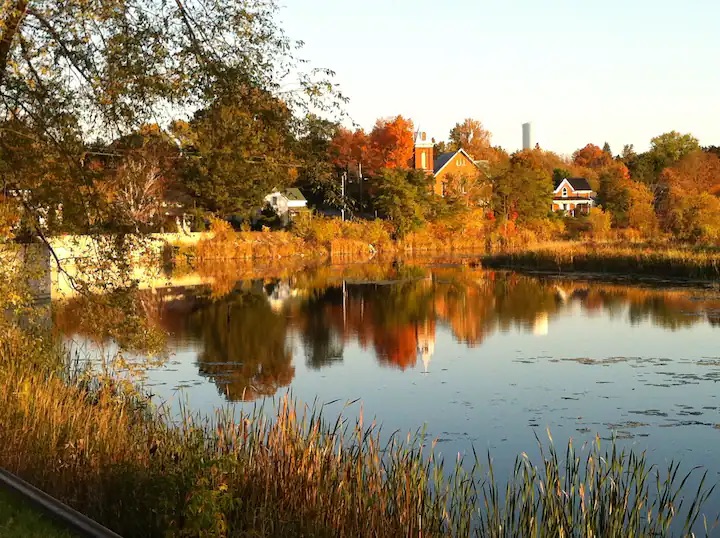 A view of the water from the cabin