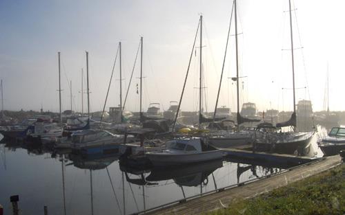 Sailboats in marina 