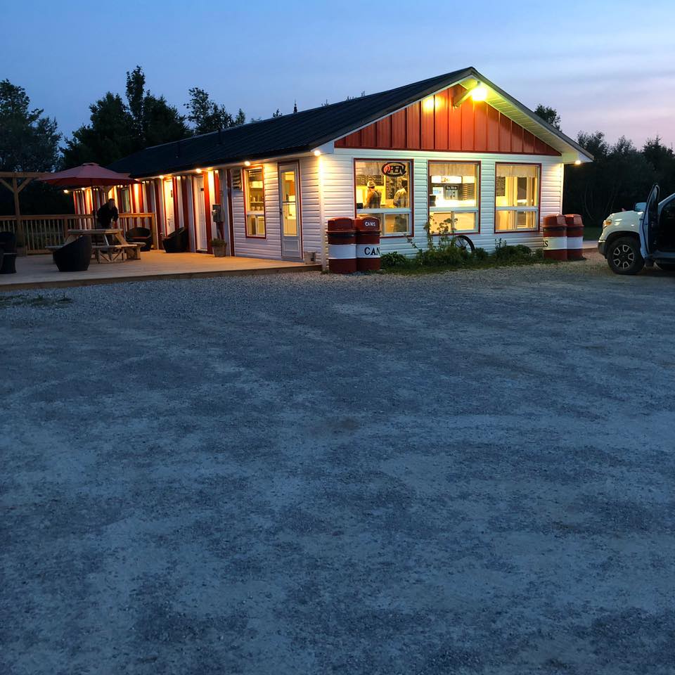 Exterior of restaurant at dusk