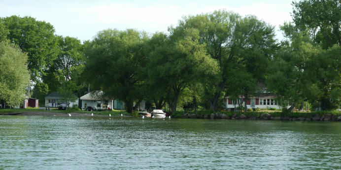 View of cabins from water