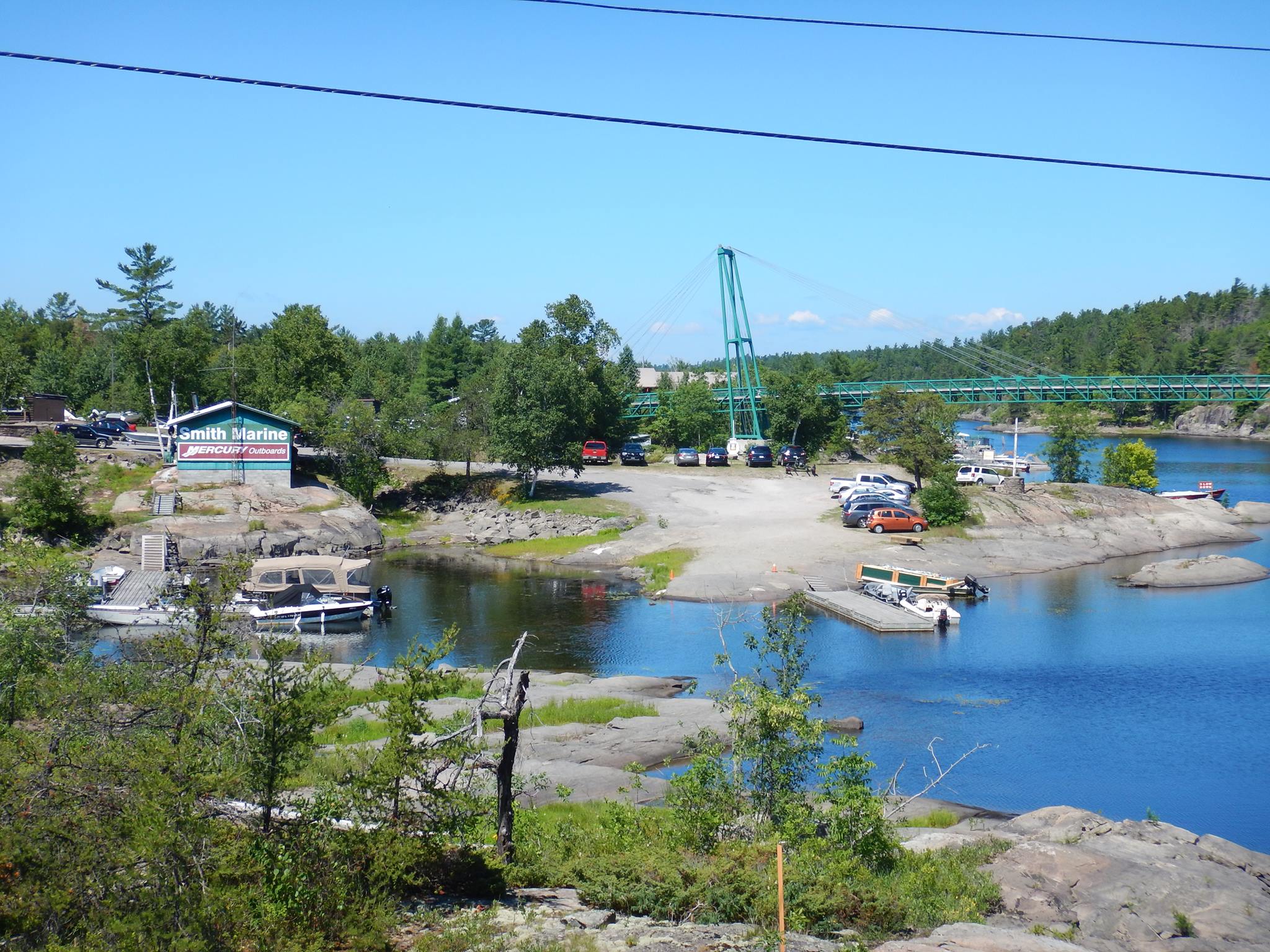 View of marina and bridge