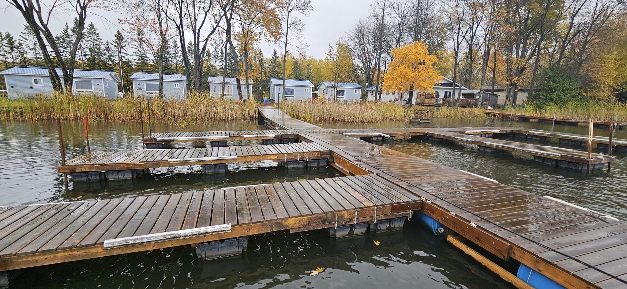 Boat docks with cabins