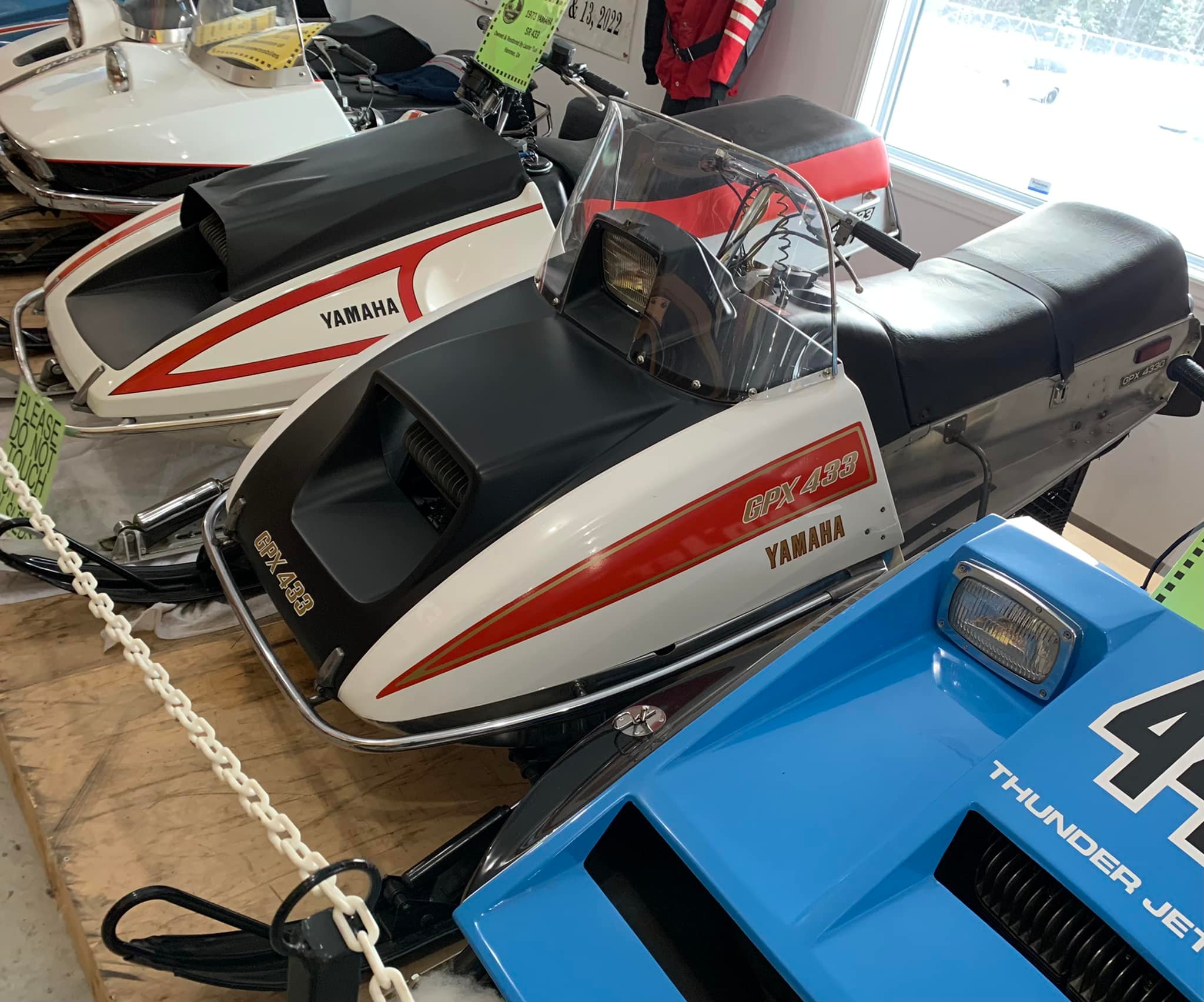 Old snowmobiles at museum