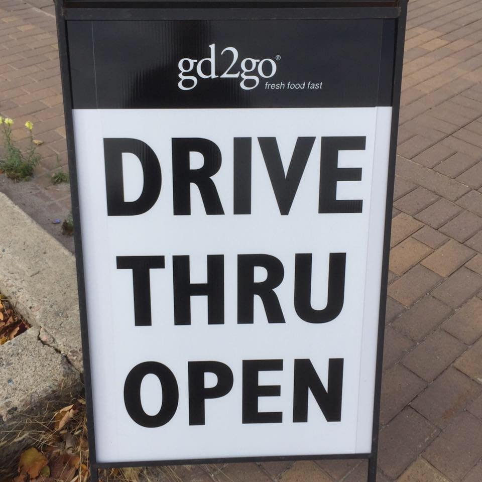 Sandwich board - Drive thru open