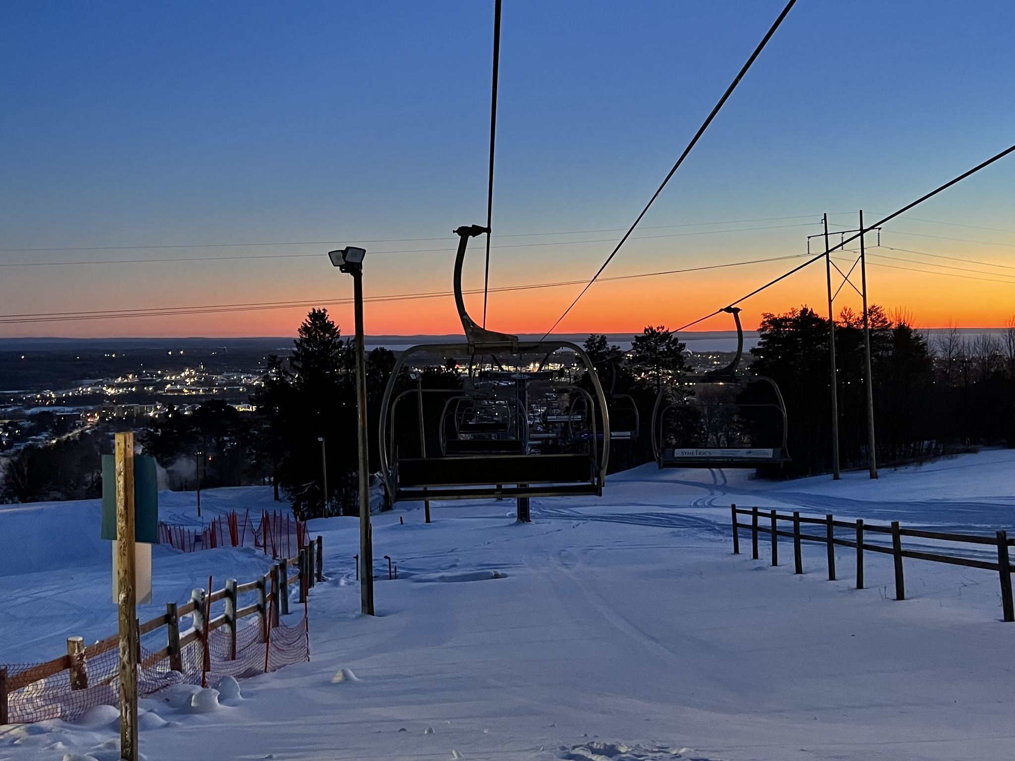 Ski lift at dusk