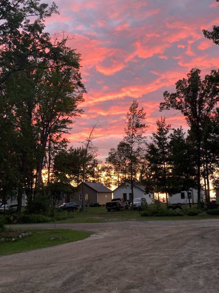 Cabins at sunset