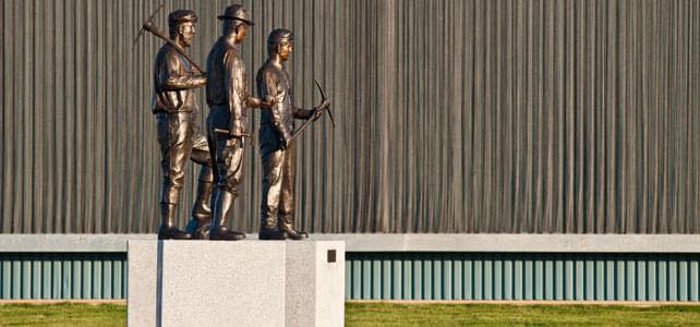 Miners statue outside museum