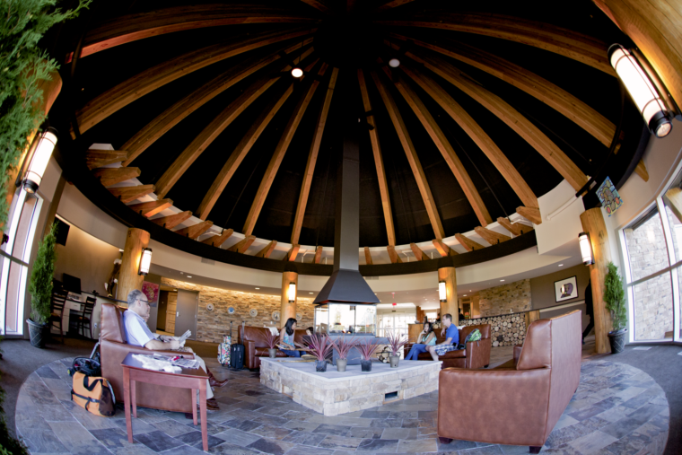 rounded roof lobby of hotel