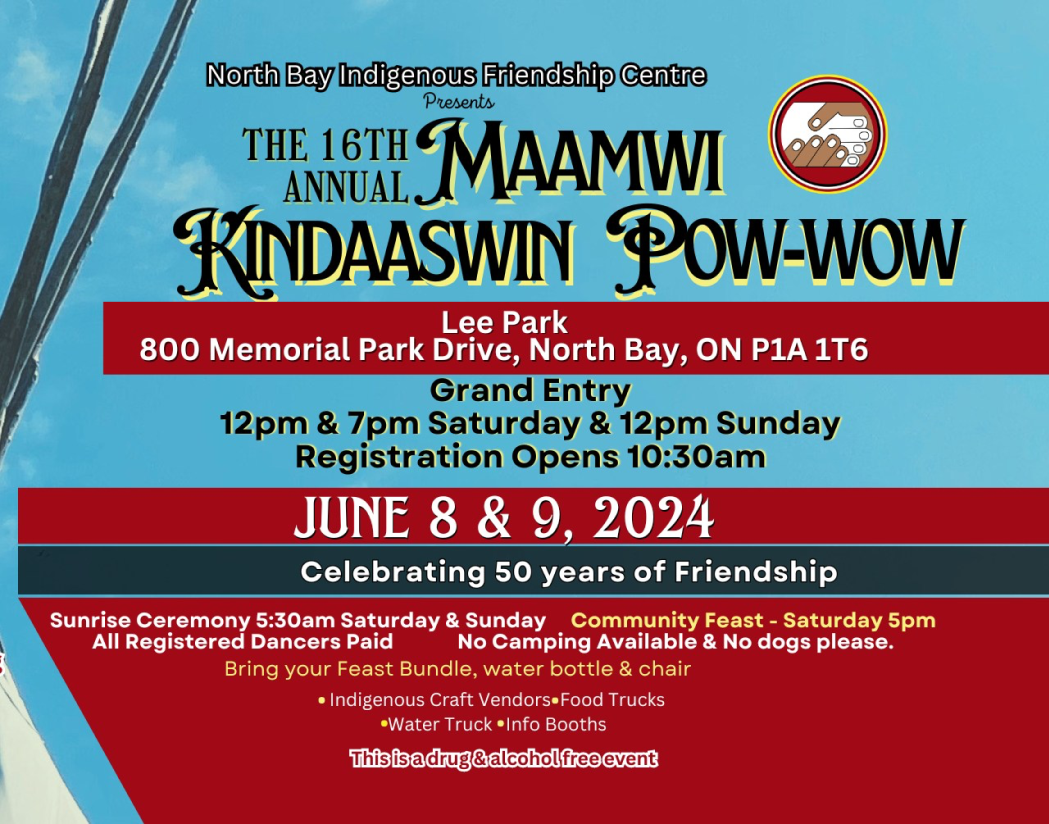 2024 16th Maamwi Kindaaswin Learning Together Pow Wow poster