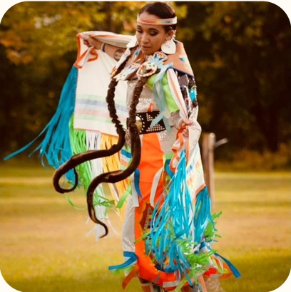 dancer at Hiawatha First Nation traditional powwow