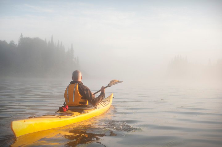 Paddling in the mist