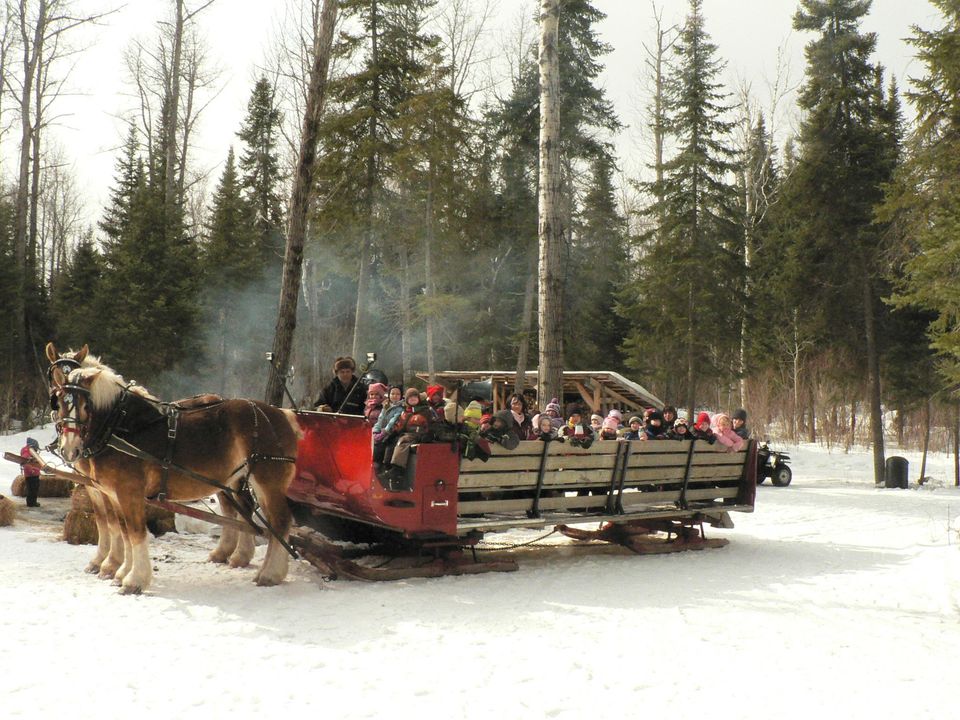 People in a sleigh ride