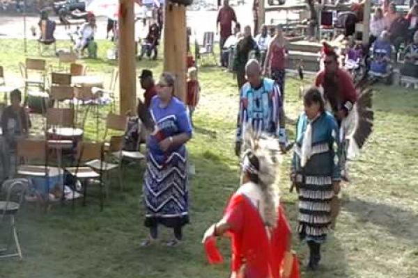 dancers at Nigigoonsiminikaaning First Nation (Red Gut) Pow Wow