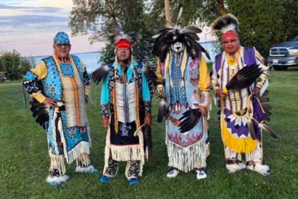 dancers at Gakijiwanong Anishinaabe Nation Pow Wow
