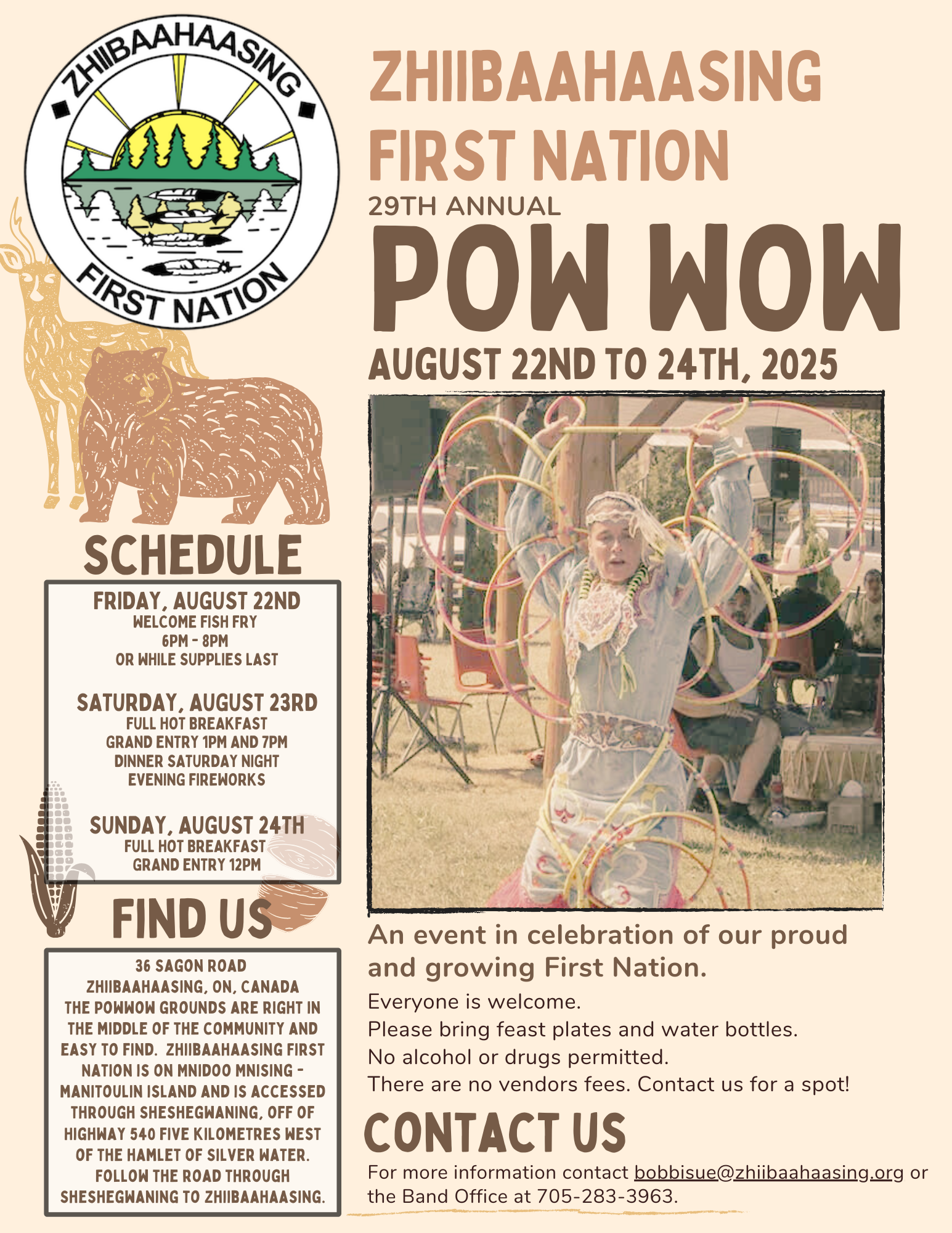 Zhiibaahaasing First Nation 29th Annual Pow Wow poster