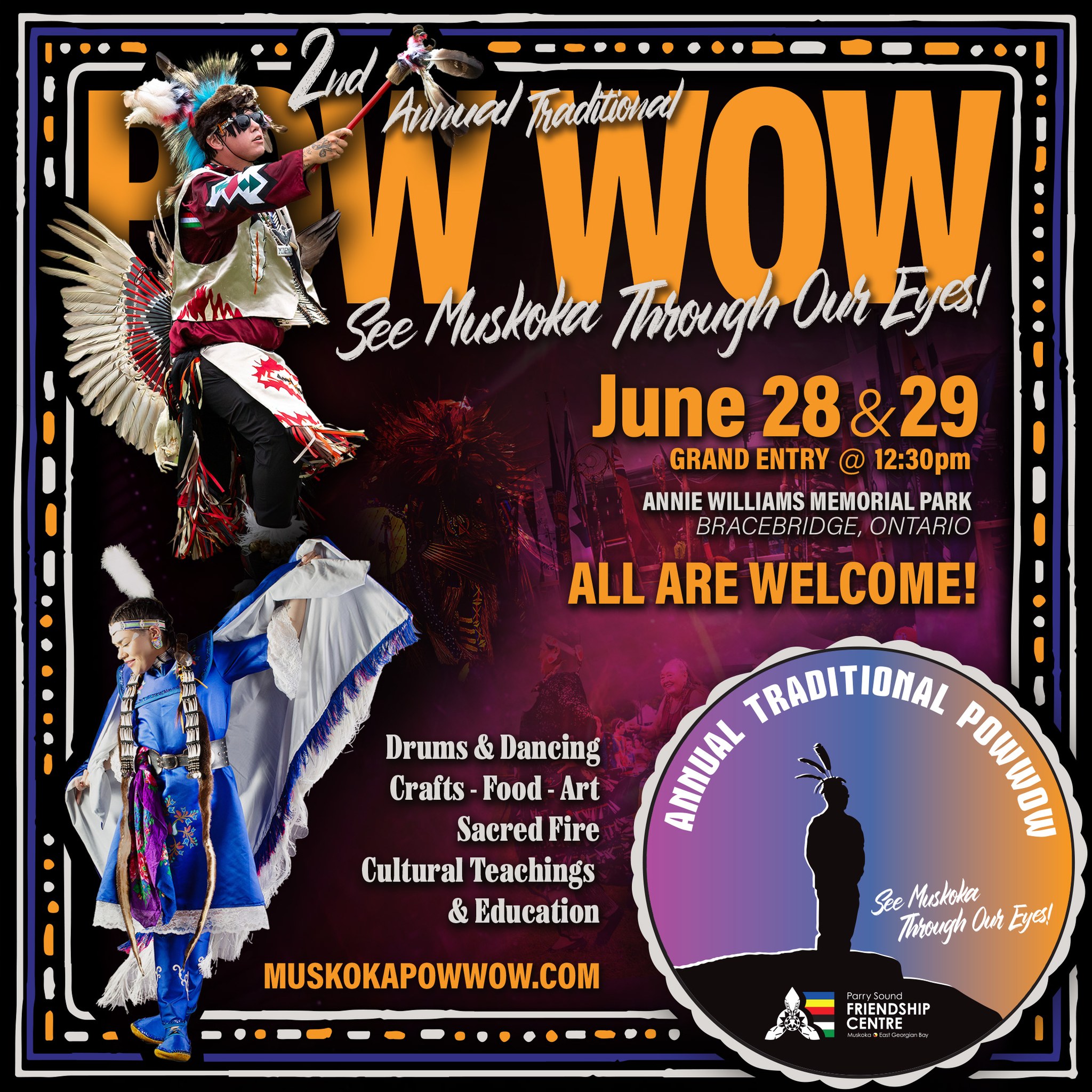 See Muskoka Through Our Eyes Annual Traditional Powwow 2025 poster