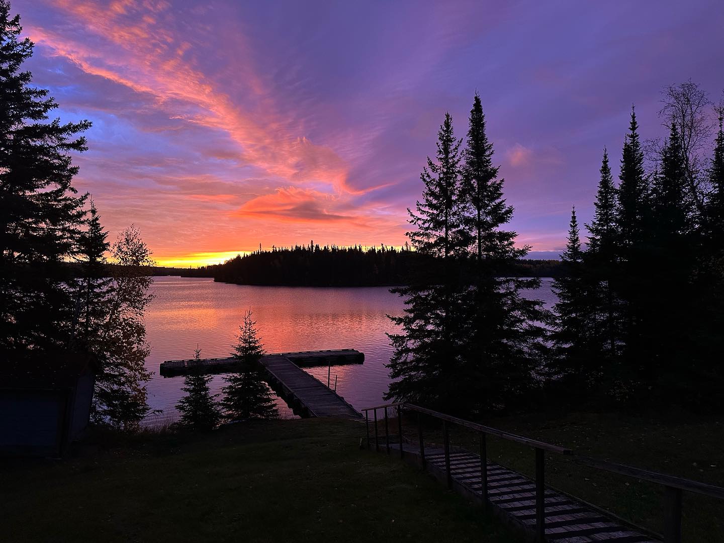 Looking out over the lake at sunset