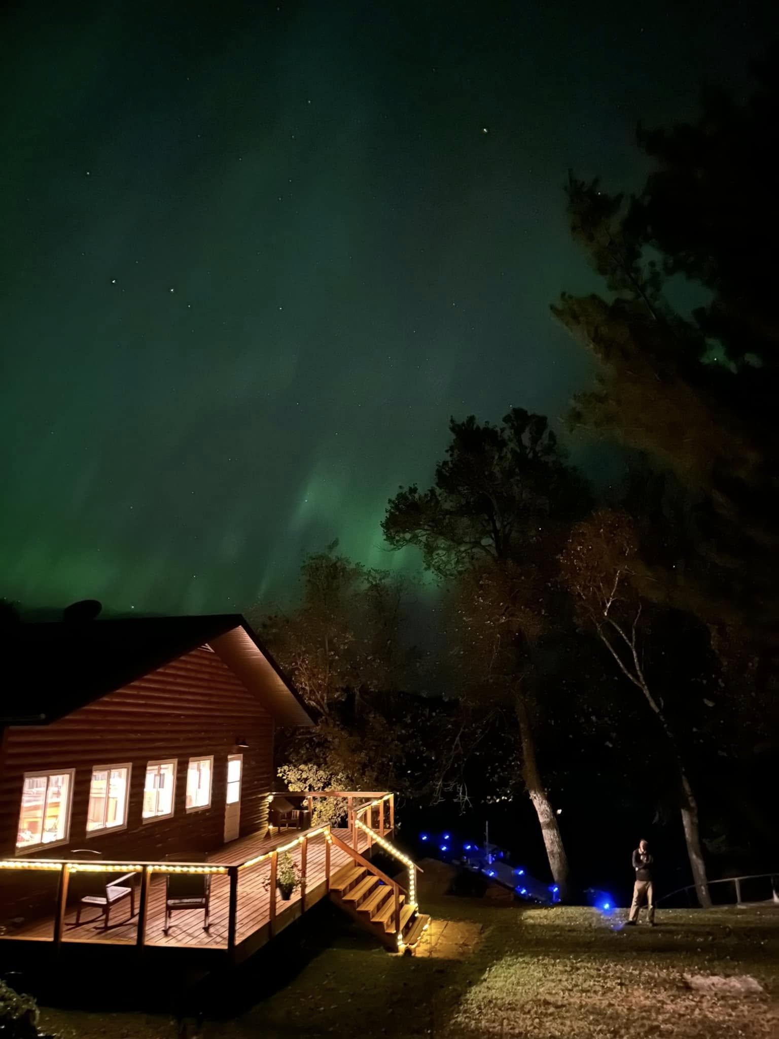 Aurora shining over camp
