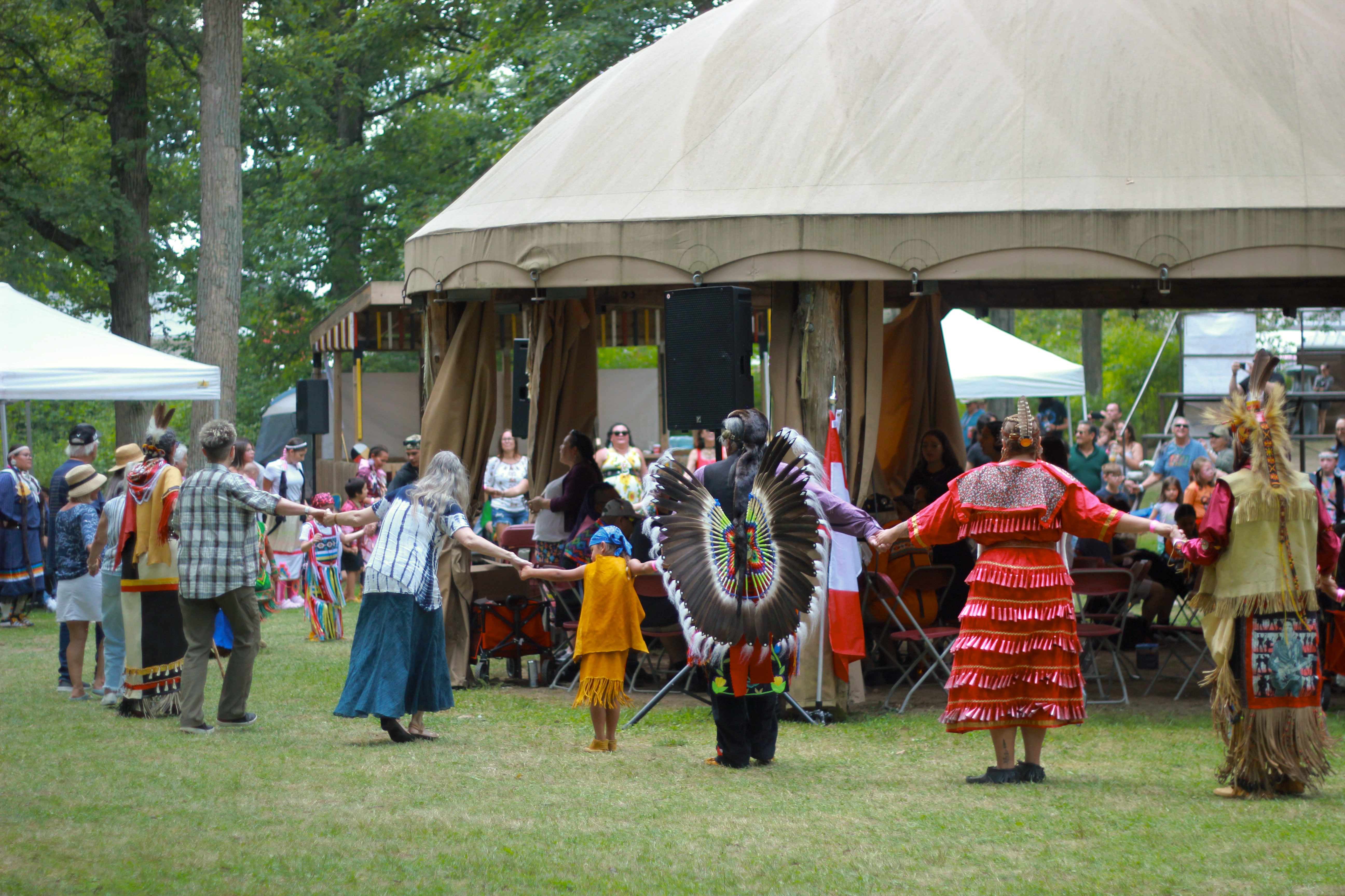dancing at Three Fires Homecoming Pow Wow & Traditional Gathering
