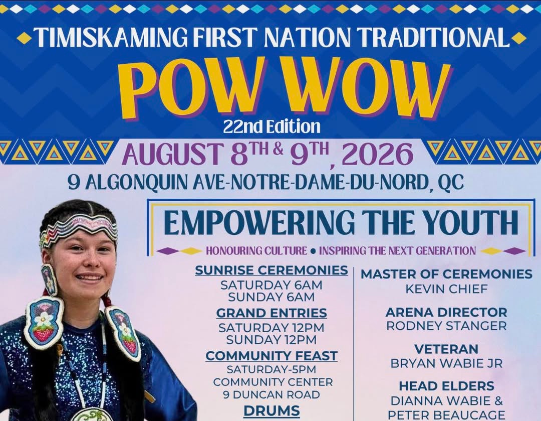 Timiskaming First Nation Traditional Pow Wow 2026 poster