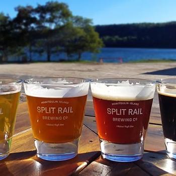 Flight of beer at brewery