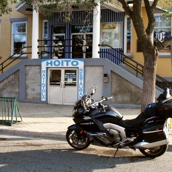 Motorcycle Parked at the Historic Hoito Pancake House in Thunder Bay Ontario