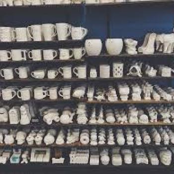 Pottery on shelves