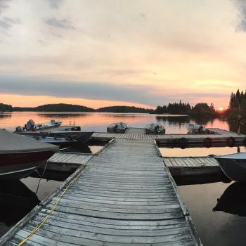 Sunset Lodge on Red Lake docks