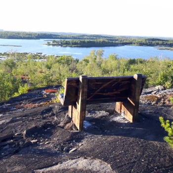 Lake Laurentian Conservation Area lookout bench